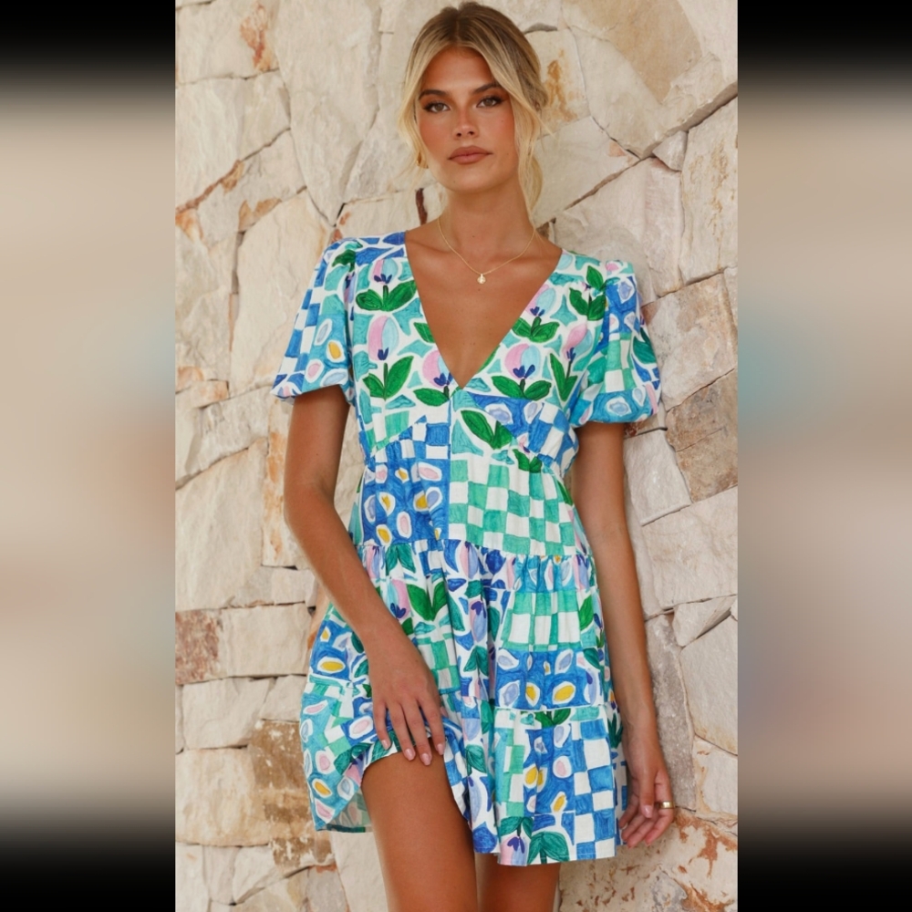 Linen Floral Dress